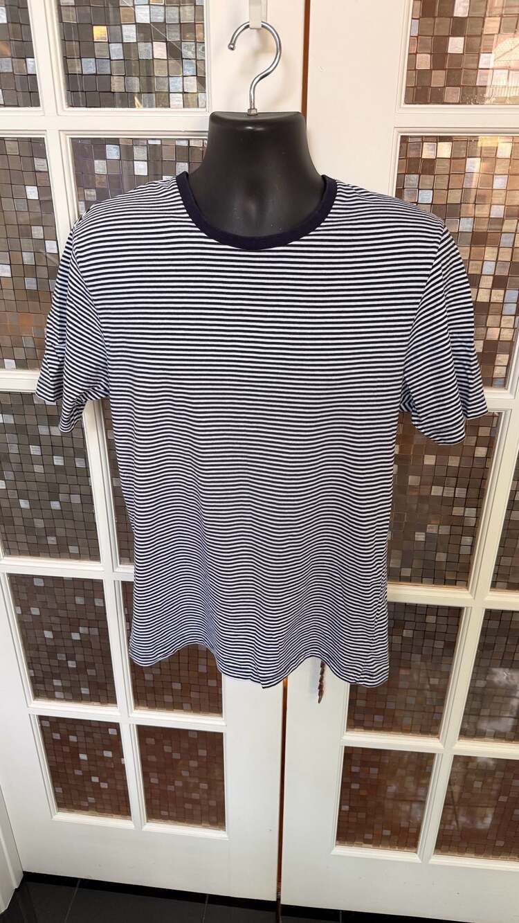 Zara Essentials Striped T-Shirt Size L Black White Relaxed Fit